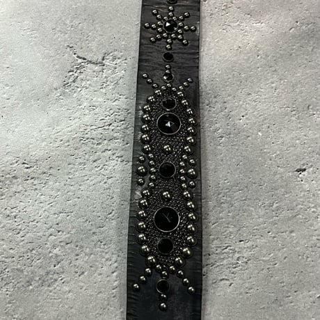 【 42mm Width Vintage Leather Guitar Strap / Vintage Spots Design 001（Blacknickel）】（SUGIZO Model）