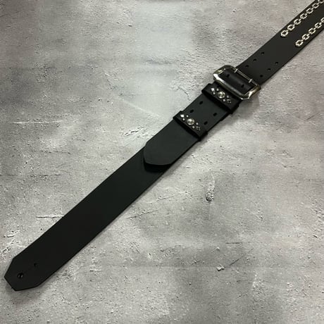 【 50mm Width Hard Leather Guitar Strap / Side Chain Spots Design 】