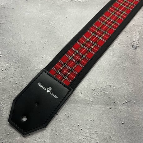 【 50mm Width Cloth & Soft Leather Guitar Strap / Tartancheck Design 】