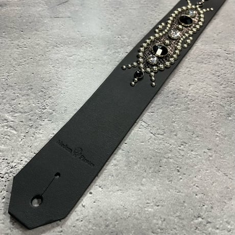 【 42mm Width Hard Leather Guitar Strap / Vintage Spots Design 002 】