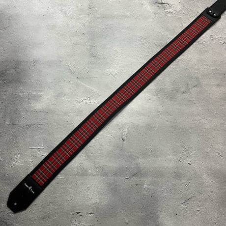 【 50mm Width Cloth & Soft Leather Guitar Strap / Tartancheck Design 】