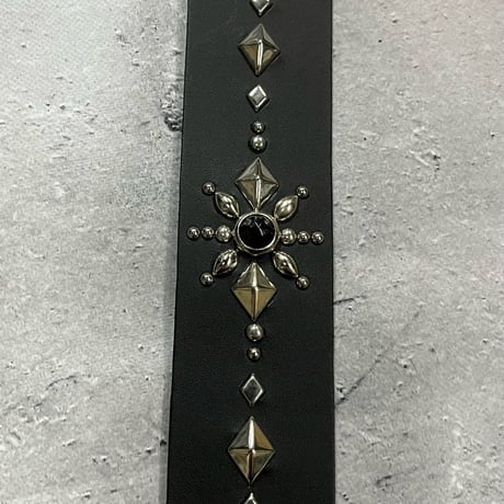 【 Ikebe × Modern Pirates 42mm Width Hard Leather Guitar Strap / Circle Spots Design 】