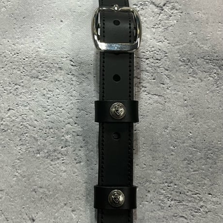 【 24mm Width Hard Leather Guitar Strap / Oval Surrounded Round Spots Design 】