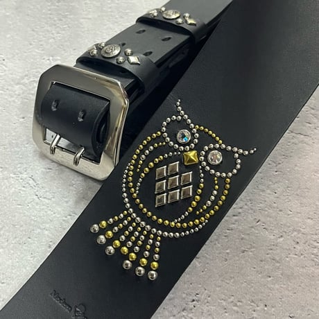 60mm Width Hard Leather Guitar Strap / Owl Sp