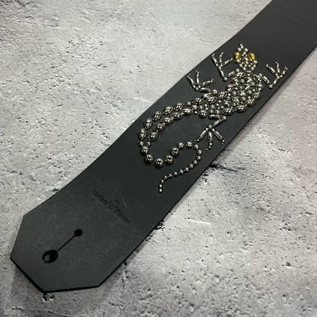 【 60mm Width Hard Leather Guitar Strap / Lizard Spots Design 】
