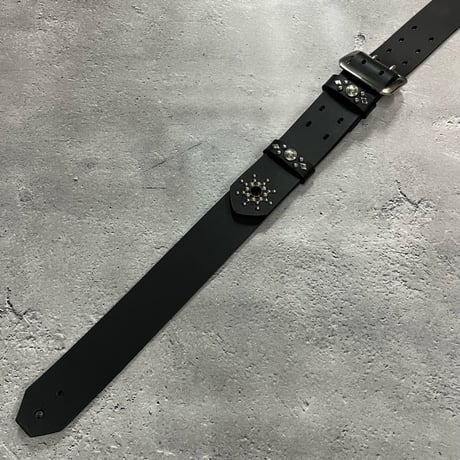 【 42mm Width Hard Leather Guitar Strap / Vintage Spots Design 002 】