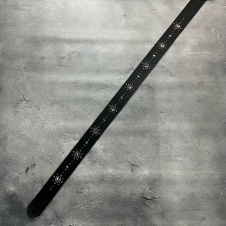 【 42mm Width Hard Leather Guitar Strap / Circle Spots Design 001 】