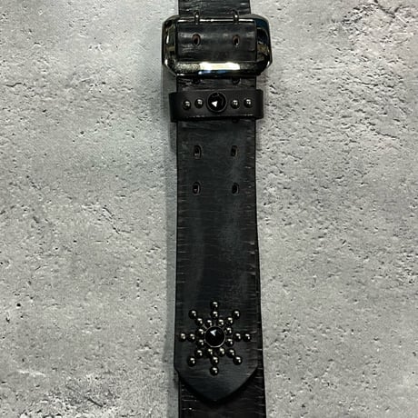 【 42mm Width Vintage Leather Guitar Strap / Vintage Spots Design 001（Blacknickel）】（SUGIZO Model）