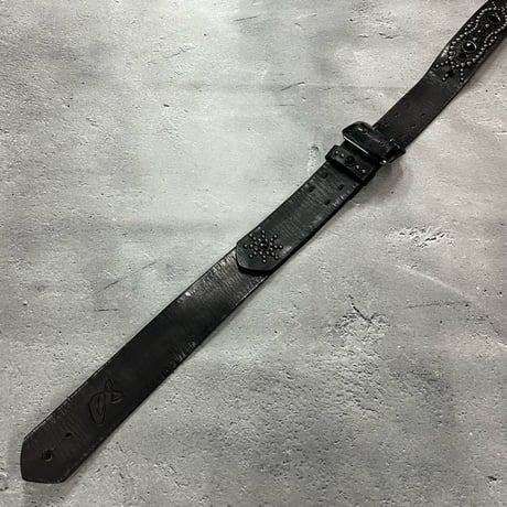 【 42mm Width Vintage Leather Guitar Strap / Vintage Spots Design 001（Blacknickel）】（SUGIZO Model）