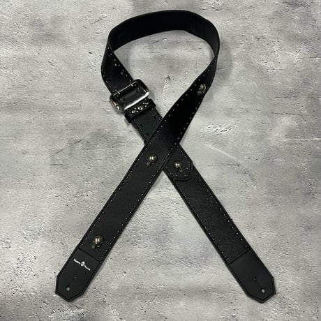 【 50mm Width Soft Leather Guitar Strap / Side Round & Skull Spots Design 】