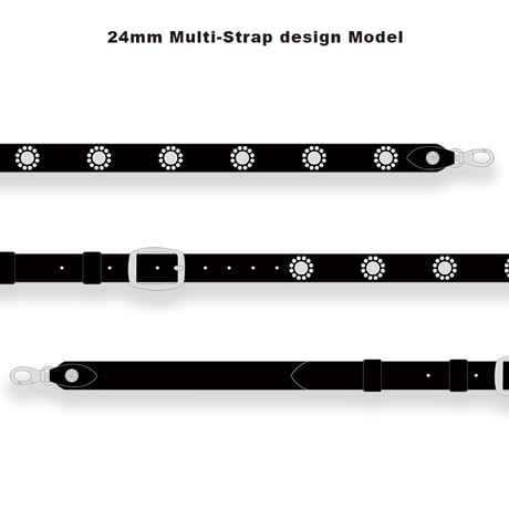 【 24mm Width Hard Leather Guitar Strap / Round Spots Design 】