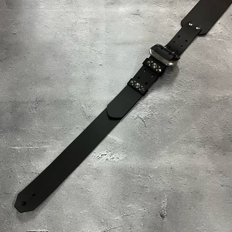 【 70mm Width Hard Leather Guitar Strap / Two Butterflies Spots Design 】