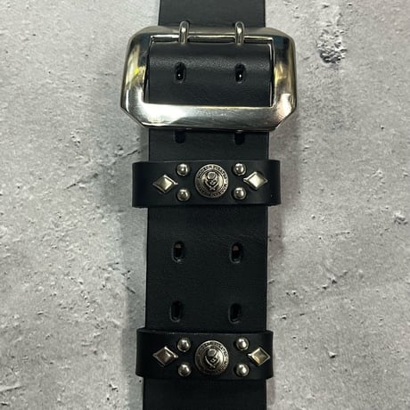 【 42mm Width Hard Leather Guitar Strap / Vintage Spots Design 003 】