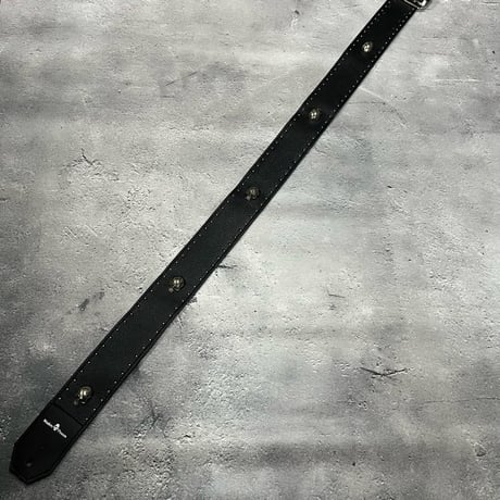 【 50mm Width Soft Leather Guitar Strap / Side Round & Skull Spots Design 】