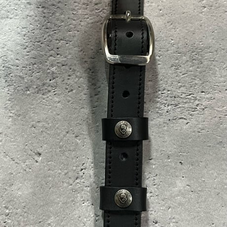 【 24mm Width Hard Leather Guitar Strap / Four Daiamond Spots Design 】