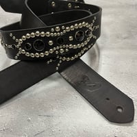 【 42mm Width Vintage Leather Guitar Strap / Vintage Spots Design 001（Silver）】（SUGIZO Model）