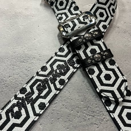 【 50mm Width Soft Leather Guitar Strap / THE SPiKiNG Print Design 】（HISASHI Model）