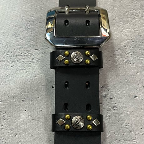 【 60mm Width Hard Leather Guitar Strap / Fusion of Owl & Reptile Spots Design 】（HITSUGI Model）