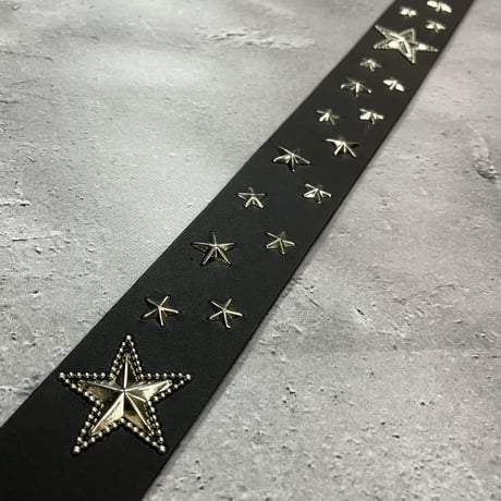 【 Ikebe × Modern Pirates 42mm Width Hard Leather Guitar Strap / Random Star Spots Design