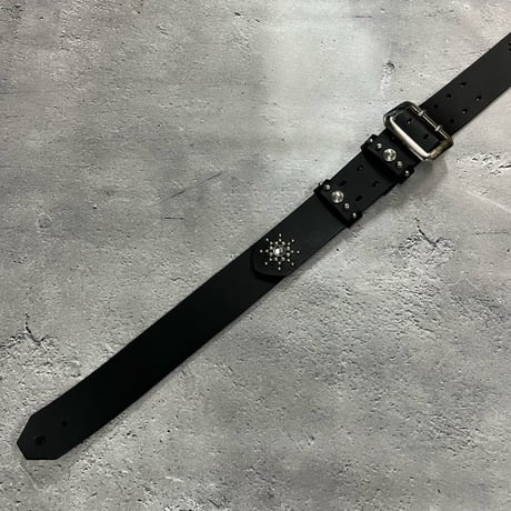 【 42mm Width Hard Leather Guitar Strap / Vintage Spots Design 001 】