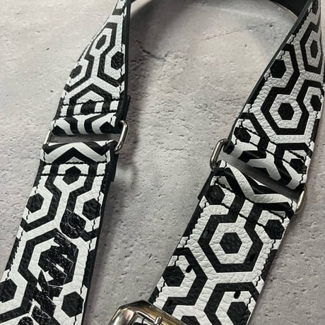【 50mm Width Soft Leather Guitar Strap / THE SPiKiNG Print Design 】（HISASHI Model）