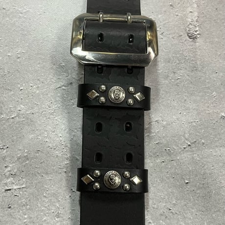 【 Ikebe × Modern Pirates 42mm Width Hard Leather Guitar Strap / Random Star Spots Design