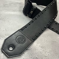 【 70mm Width Soft Leather Bass Strap / Black Express & Round Spots Design 】(IKUO Model)