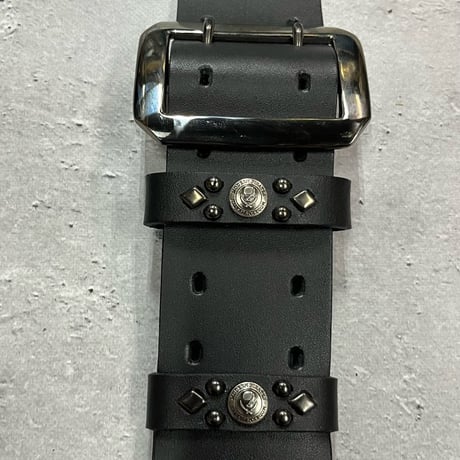 【 50mm Width Hard Leather Guitar Strap / Modern Pirates Skull Spots Design 】