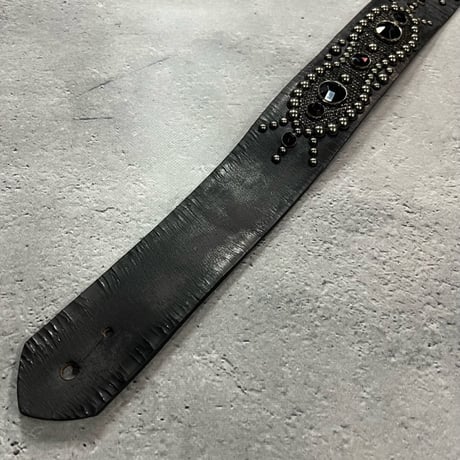 【 42mm Width Vintage Leather Guitar Strap / Vintage Spots Design 001（Blacknickel）】（SUGIZO Model）