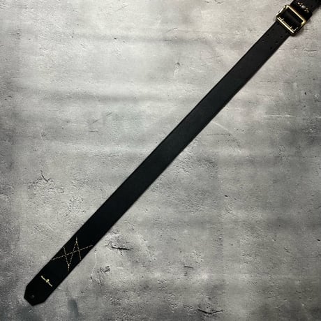 【 50mm Width Soft Leather Guitar Strap / HISASHI Mark Spots Design (Gold) 】（HISASHI Model）