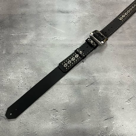【 42mm Width Hard Leather Guitar Strap / Mix Spots Design 】