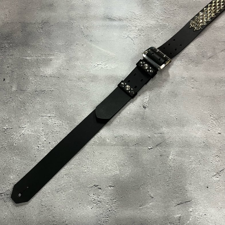 42mm Width Hard Leather Guitar Strap / 3×2Row