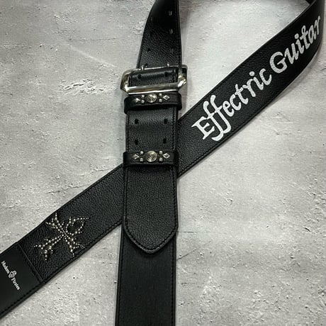 【 50mm Width Soft Leather Guitar Strap / ANK Spots & EFG Print Design 】（Takeshi Honda Model）