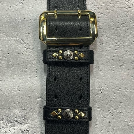 【 50mm Width Soft Leather Guitar Strap / HISASHI Mark Spots Design (Gold) 】（HISASHI Model）