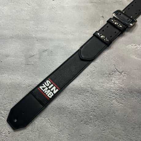 【 50mm Width Soft Leather Guitar Strap / SIN ZMB Monochrome Print Design 001 】（HISASHI Model）