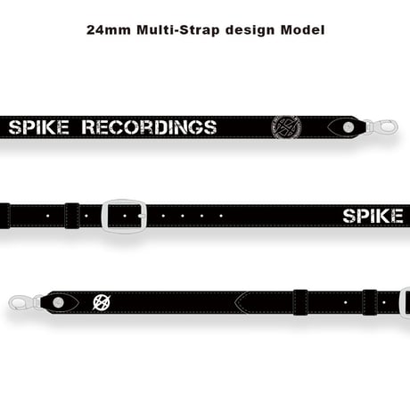【 50mm Width Soft Leather Guitar Strap / SPIKE RECORDINGS Print Design 】（HISASHI Model）