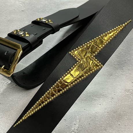 【 50mm Width Hard Leather Guitar Strap / Thunder Spots Design 】