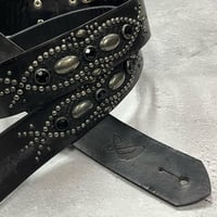 【 42mm Width Vintage Leather Guitar Strap / Vintage Spots Design 002（Black-AQ）】（SUGIZO Model）