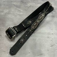 【 42mm Width Hard Leather Guitar Strap / Vintage Spots Design 004 】