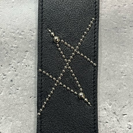 【 50mm Width Soft Leather Guitar Strap / HISASHI Mark Spots Design (Silver) 】（HISASHI Model）