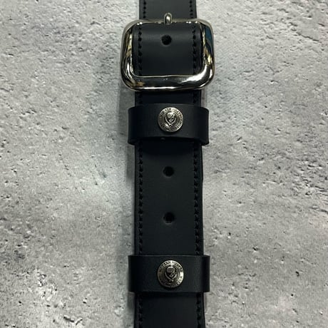【 30mm Width Hard Leather Guitar Strap / 2×1Row Conical Pyramid Spots Design 】
