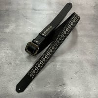 【 42mm Width Hard Leather Guitar Strap / Mix Spots Design 】