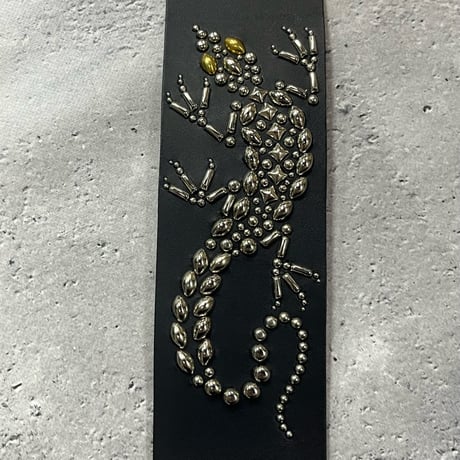 【 60mm Width Hard Leather Guitar Strap / Lizard Spots Design 】