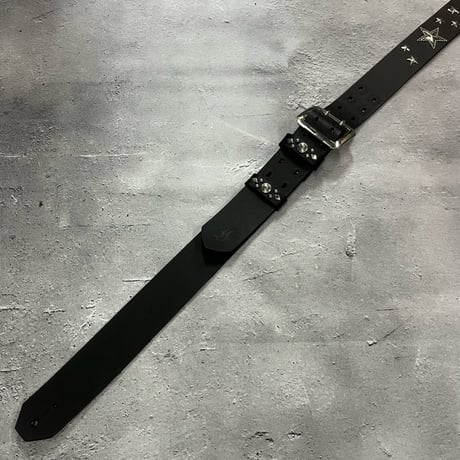 【 Ikebe × Modern Pirates 42mm Width Hard Leather Guitar Strap / Random Star Spots Design