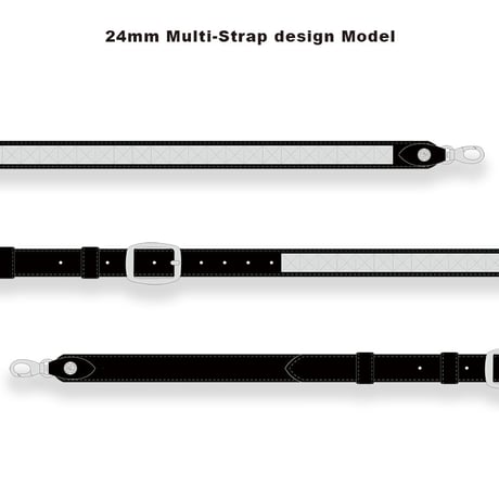 【 Ikebe × Modern Pirates 24mm Width Hard Leather Guitar Strap / 1Row Pyramid Spots Design 】