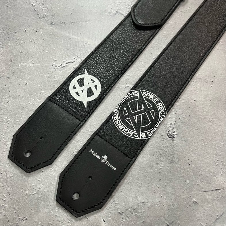 50mm Width Soft Leather Guitar Strap / SPIKE 