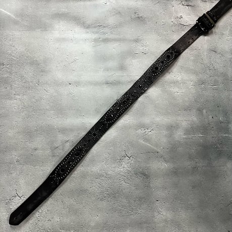 【 42mm Width Vintage Leather Guitar Strap / Vintage Spots Design 001（Blacknickel）】（SUGIZO Model）
