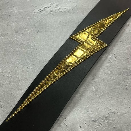 【 50mm Width Hard Leather Guitar Strap / Thunder Spots Design 】