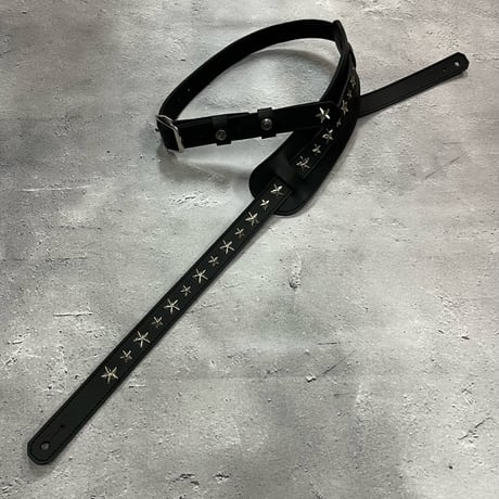 【 24mm Width Hard Leather Guitar Strap / 1Row Star Spots Design 】
