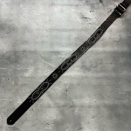 【 42mm Width Vintage Leather Guitar Strap / Vintage Spots Design 001（Silver）】（SUGIZO Model）
